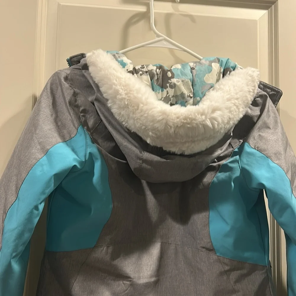 Gerry Girls ZipUp Winter Snow Ski Jacket Hood faux fur trim pockets size S 7/8
